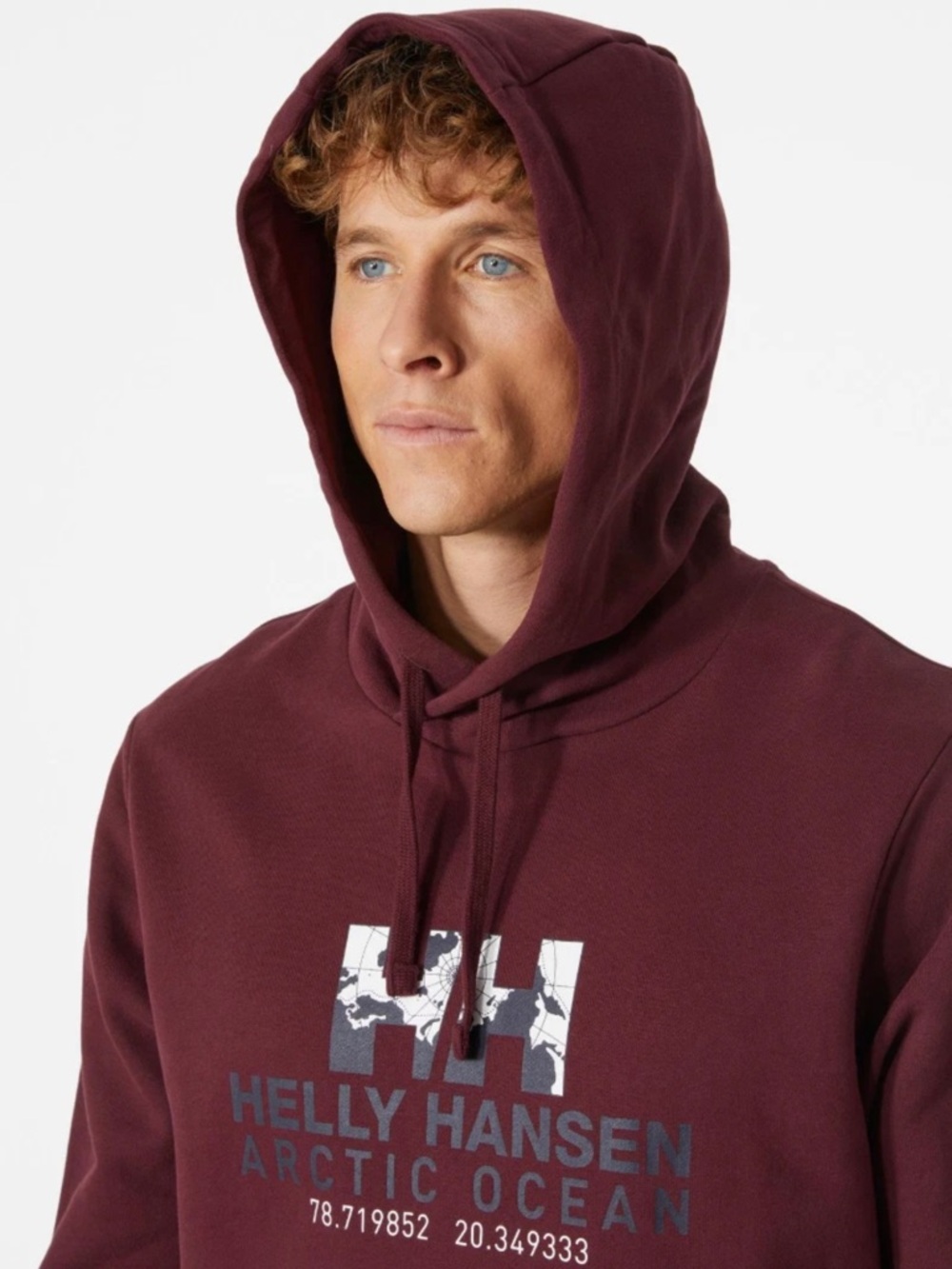 Helly Hansen Hoodie Mens M Arctic Ocean Maroon Pullover Logo Norway Outdoors